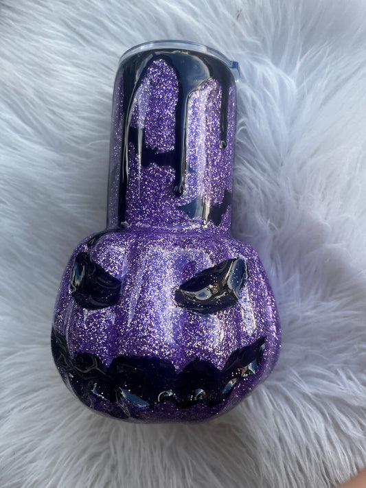 3D Purple Bats Pumpkin Tumbler